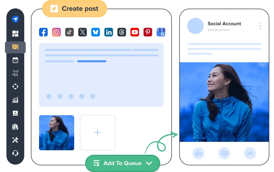 How you can create a social media post in Social Pilot.